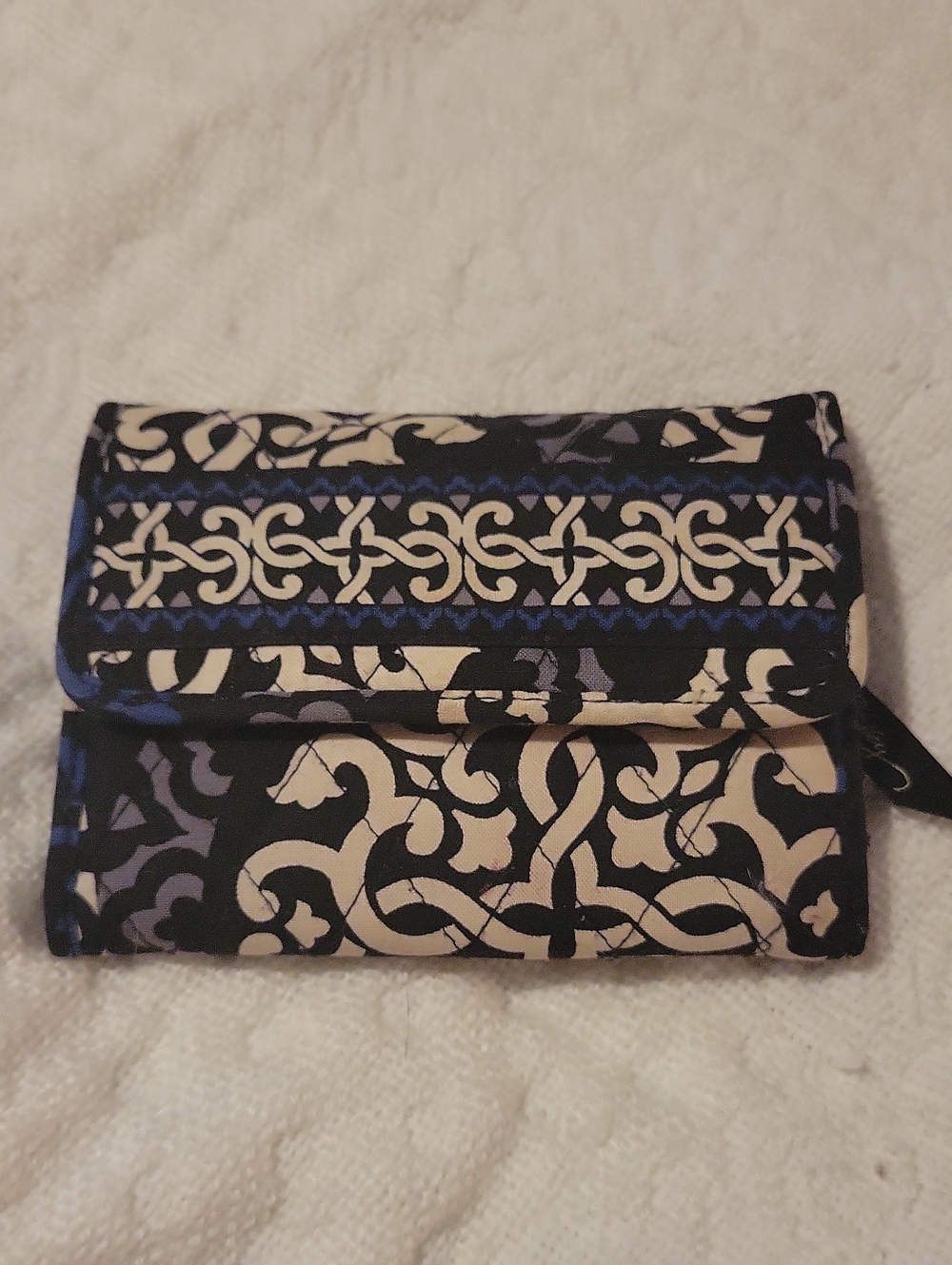 Vera Bradley Black, White & Blue Patterned Fold-Over Wallet
